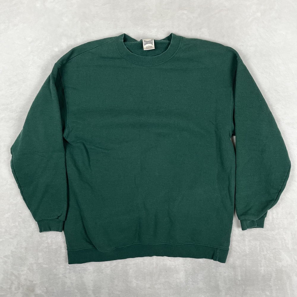 Vintage Cheetah Green Blank Sweatshirt Mens Large Fleece Crewneck Made USA 90s